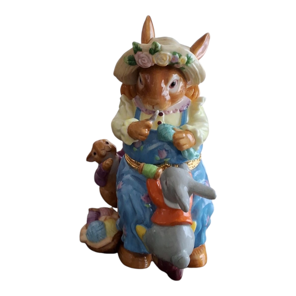 Colorful Rabbit Figurine with Floral Hat